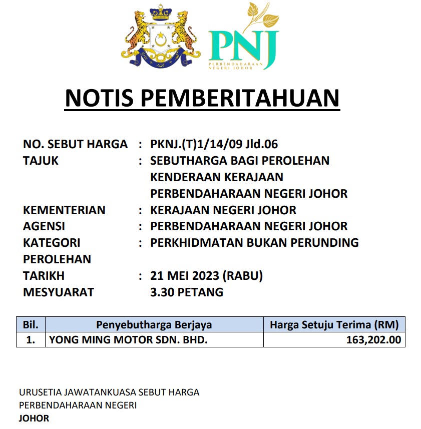 Notis Pemberitahuan Keputusan 2025 - Yong Ming